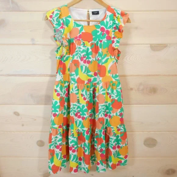 J. Crew Factory | Dresses | J Crew Womens Size Linenblend Summer Dress  Colorful Fruit Citrus Print | Poshmark